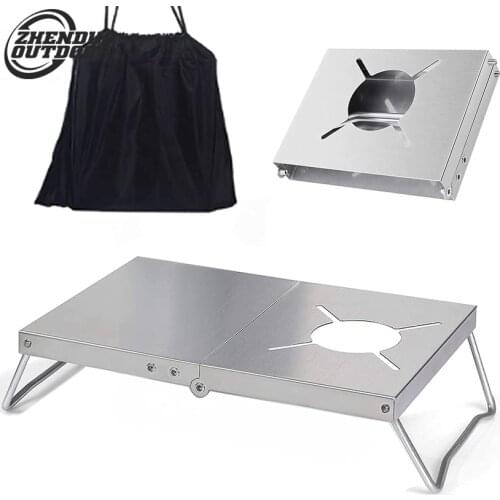 Stainless steel outdoor burner bracket heat insulation table gas and gas stove folding camping stove accessories