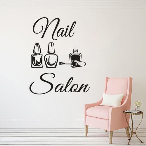 Nail Salon Logo Vinyl Wall Decal Beauty Salon Decoration Manicure Pedicure Window Poster Nails Art Polish Wall Sticker AZ141