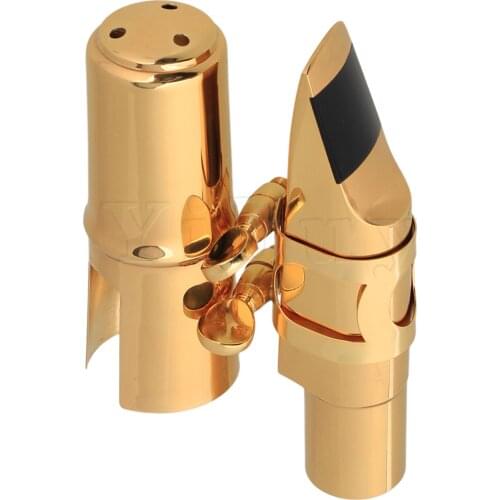 Yibuy Golden 7# Brass Sax Mouthpiece with Cap Ligature for B-flat Tenor Saxophone