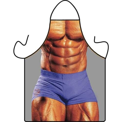 Funny 3D Kitchen Apron Halloween Sexy Naked Men Aprons Muscle Pattern Dinner BBQ Barbecue Cooking Christmas Uniform