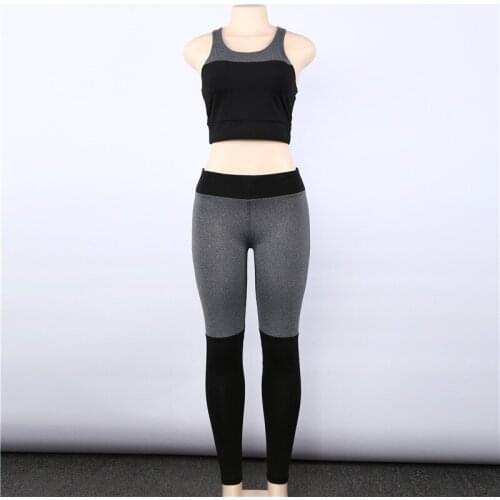 Women Sport Yoga Vest Leggings Gym Set Dry Fit Workout Sport Clothes for Women Fitness Suit 2021 Active Wear Gray
