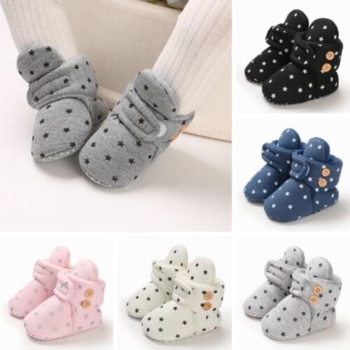 Winter Baby Boots Infant Girls Boys First Walkers Toddler Newborn Cute Star Print Shoes Super Keep Warm Booties Boot