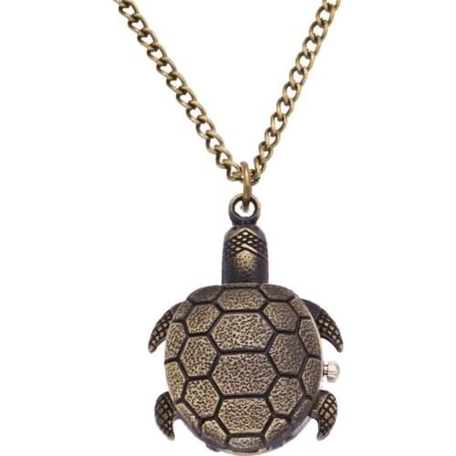 1pc Retro Pocket Watch Alloy Turtle Design Quartz Pocket Watch with Chain