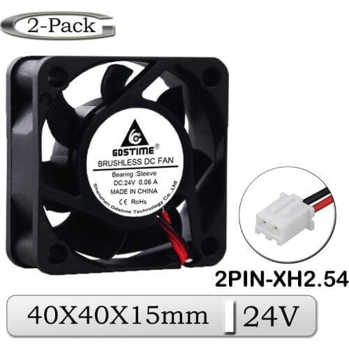 2Pcs/Lot Gdstime DC 24V 40x40x15mm 40mm Brushless Axial Cooling Fan 40mmx15mm 4cm Printer Exhaust Mini Radiator Cooler Fan