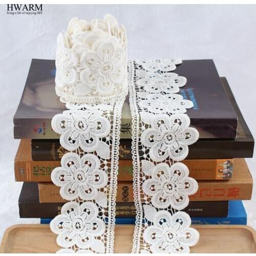 2yards african lace fabric ribbon wedding trim Water-soluble milk silk embroidery hollow lacefabric exquisite curtain ornaments
