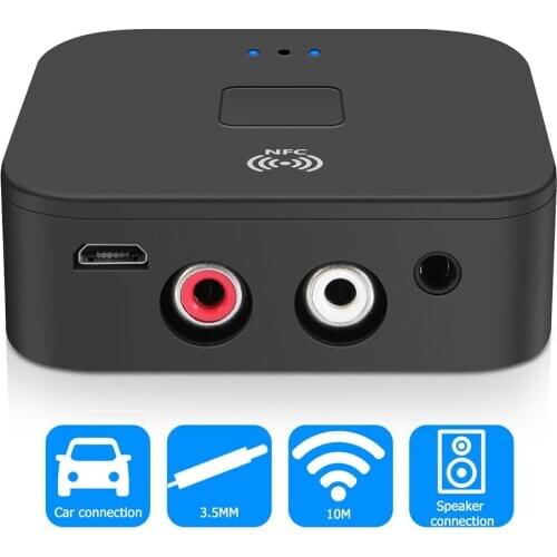 Bluetooth 5.0 NFC Receiver Music Wireless Adapter Dongle 3.5mm AV Jack Audio for Outdoor Personal Car Parts Decoration
