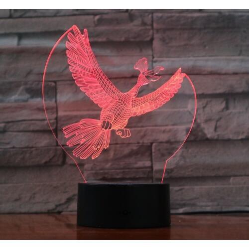 7 Colorful USB Bird 3D Illusion Lamp Bedroom Sleep Light LED Table Lamp Child Night Lights Crow Christmas Gifts Drop Shipping