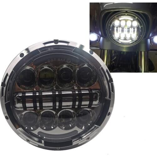 7Inch LED Headlights DOT DRL Light Halo Bulb Kit for Harley Touring FatBoy Tri Cvo Heritage Softail Slim Deluxe Switchback Black