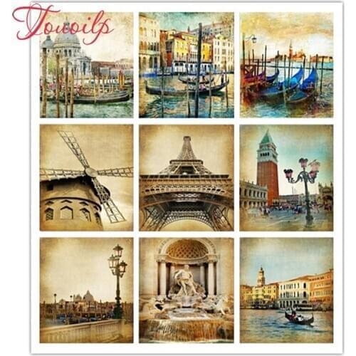 TOUOILP 5D DIY Diamond Painting Full Parisian street 5d Diamond Embroidery Sale Cross Stitch Kit Rhinestones Mosaic Garden Decor