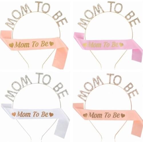 Baby Shower Mum To Be Satin Sash Tiara Headband Set Kid Birthday Party Gift Accessories Anniversary Gender Reveal Party Supplies