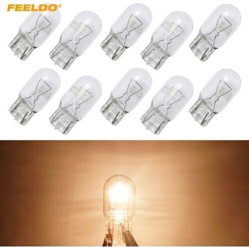 FEELDO 10pcs/box Car Halogen Bulb 7440 T20 12V/W21/5W Clear Glass DRL Stop Light Tail Lights Daytime Running Light