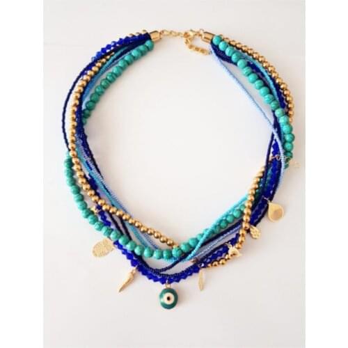 Boho Bohemian Necklace Chain Rainbow Seed Bead Necklaces Jewelry for Women and Girls Beach Summer Gift