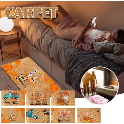 Brand New Household Carpet Car Pumpkin Letter Print Indoor Floor Mat Rectangle Footcloth Faceless Doll for Bedroom Sitting Room