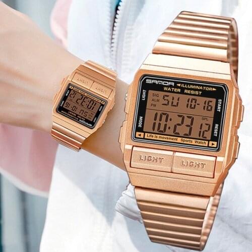 Fashion Men Womens Watches Luxury Digital Ladies Dress Wristwatch Top Brand SANDA Mens Sport Watch Stopwatch Chrono Alarm Clock