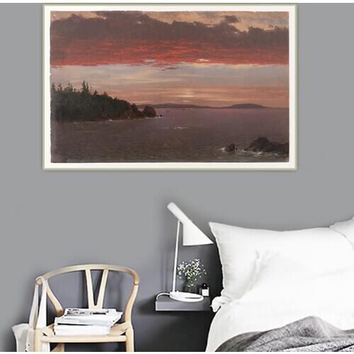 Citon Frederic Edwin Church《Schoodic Peninsula from Mount Desertat Sunrise》Canvas Art Oil Painting Wall Decor Home Decoration