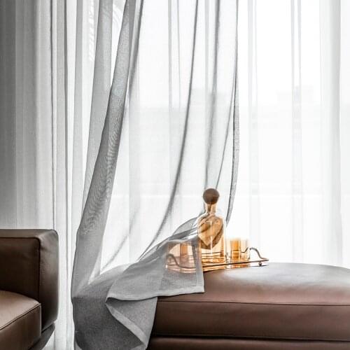 Cheap Modern Soild White Sheer Curtains For Living Room Bedroom Kitchen Door Cafe Voile Tulle Window Curtains Plain Pleated