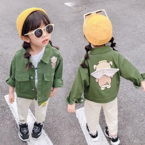 Girls Babys Kids Coat Jacket Jean Outwear 2021 Vintage Spring Autumn Overcoat Plus Size Top Cardigan Toddler Childrens Clothin