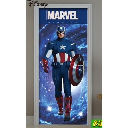 Disney Marvel Avengers wooden door renovation creative door stickers wall stickers Captain America Iron Man