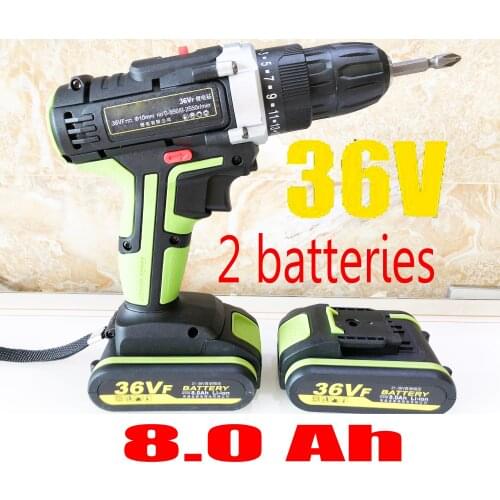 36V Screwdriver Double Speed Electric Drill Cordless Hand Drill Mini Electric Screwdriver 2 Rechargeable Batteries Drill
