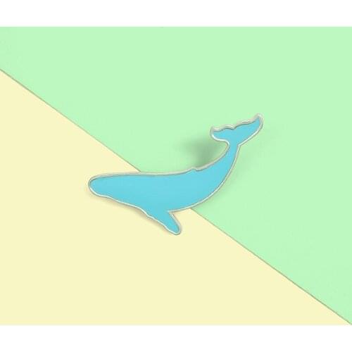 Blue Whale Enamel Pin Custom Save the Ocean Brooches Bag Lapel Pin Cartoon Sea Animal Badge Jewelry Gift for Kids Friends