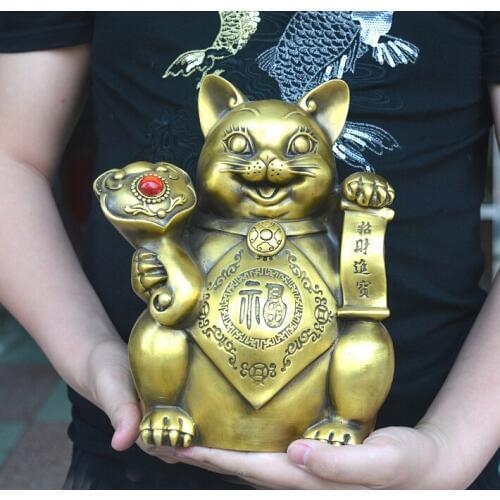 GOOD # 24CM- HOME OFFICE SHOP TOP efficacious Mascot thriving business copper Fortune Cat money box FENG SHUI statue