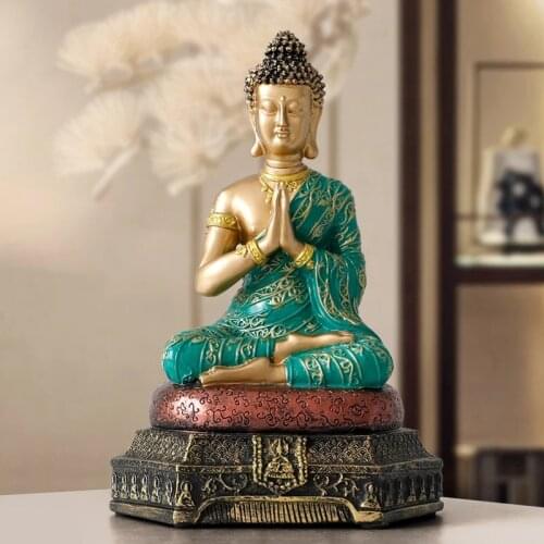 Hindu Sitting Buddha Statue Thai Meditation Resin Budda Feng Shui Garden Office Living Room Buddha Sculpture Zen Home Decoration