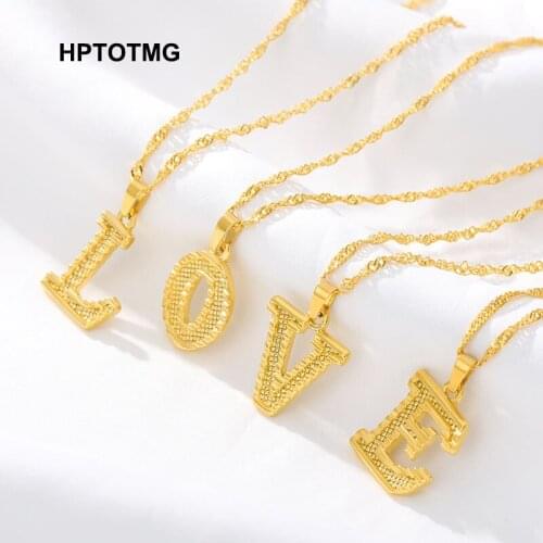Capital Initial Letter Necklaces For Women Stainless Steel Gold A-Z Alphabet Pendant Necklace Birthday Jewelry Gift Bijoux Femme