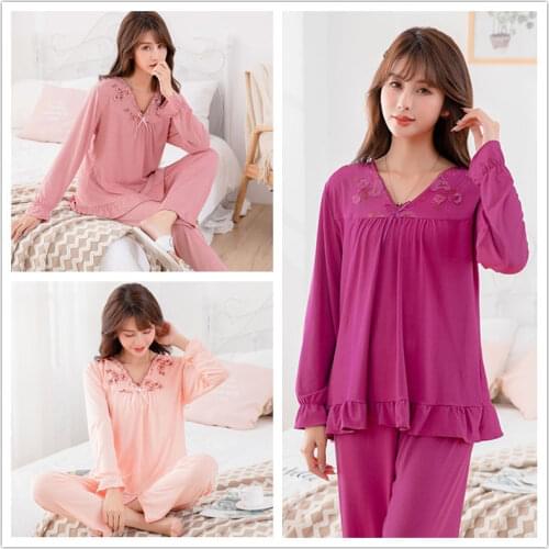 2pcs Women Ice Silk Sleepwear Set 3 Colors Homewear Nightwear Pyjamas Set Female Autumn V-neckSleepwear Outfits 2020 Tracksuit