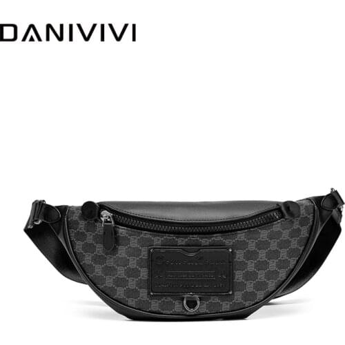 Leather Waist Bag Men Bum Bag Fanny Pack Travel Belt Purse Phone Pouch Black Mens Plaid Motorcycle Money Bag Sac A Main