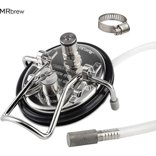 Carbonation Keg Lid, Stainless Steel Carbonation lid With 2 Micron Diffusion Air Stone & 23.6'' Food Grade Silicon Tube