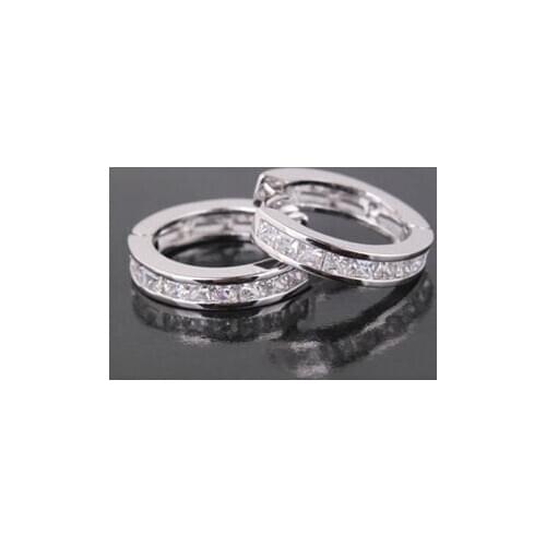 1 Pair CZ Small Round Hopp Earrings White Earrings Jewelry Women Fashion Jewelry 1Pair