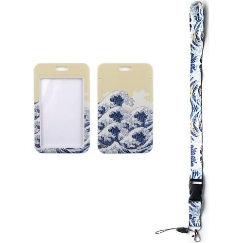 MD441 DMLSKY Cartoon Wave Necklack Lanyard With Bucklet Key Gym Strap Multifunction Phone Decoration With Card Holder Cover