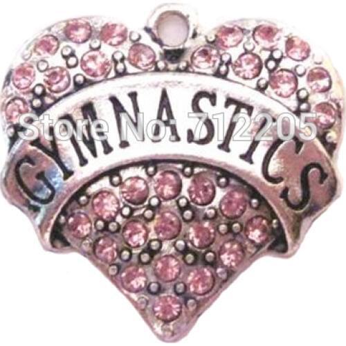 Antique silver plated fashion Gymnastics Crystal Heart sports Pendant(A100057)