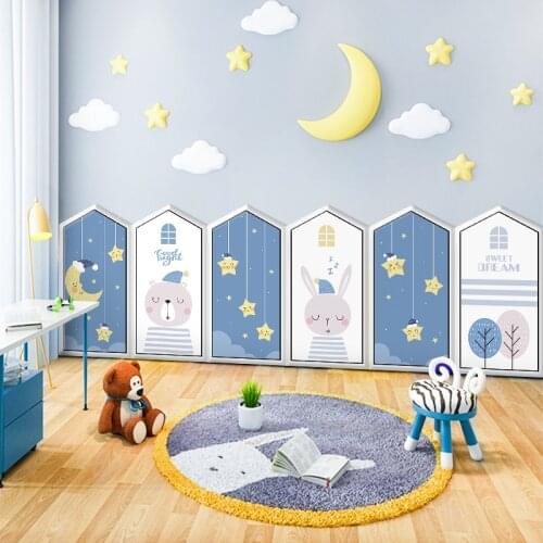 Cartoon Good Night 3D Anti-collision Soft Wall Stickers For Kids Rooms Wall Decoration Self Adhesive Home Wall Skirting Sticker