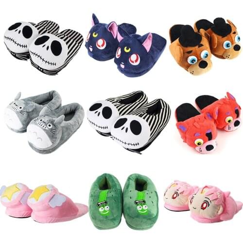 26-32cm Cartoon Plush Slippers My Neighbor Totoro Chibi Card Captor Jack Soft Stuffed Shoes Cute Animals Doll