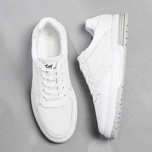 2021 New Men Shoes Genuine Leather Casual Shoes High Quality Slip-on Rubber Shoes White Black Flats Mens Outdoor Sneakers