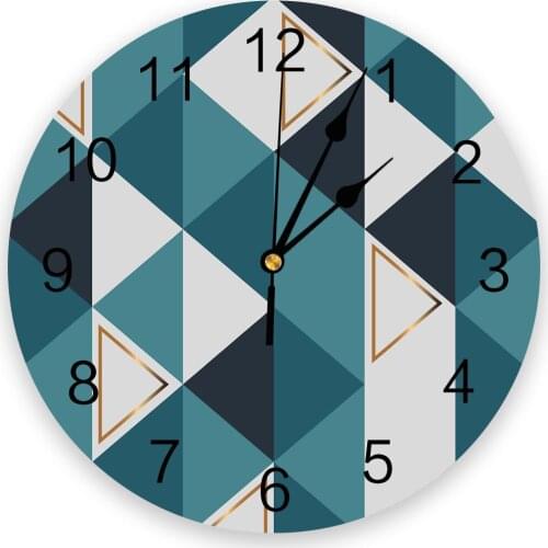 Triangular Blocks Geometric Print Wall Clock Wall Art Silent Non ticking Round Wall Watch for Home Decortaion Best Gift