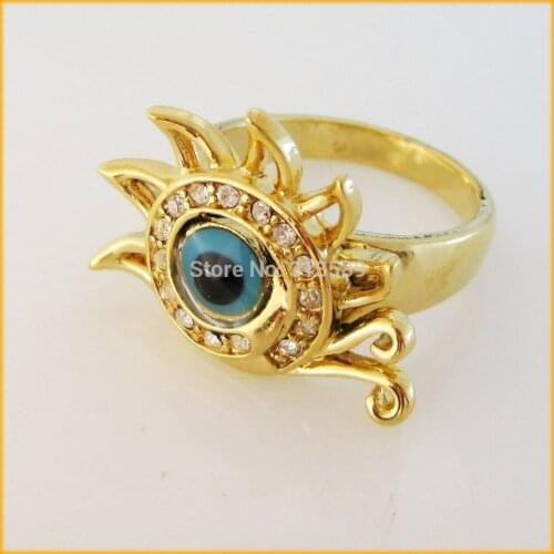 /MIN ORDER 10$ CAN MIX DESIGN /NEW - YELLOW GOLD GP OVERLAY Santa Lucia EYE/EVIL EYE ENAMEL RING SZ 7 8 9 /GREAT GIFT
