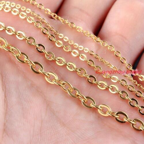 Wholesale Fashion Gold 316L Stainless Steel 2/2.4/3mm Oval Cross Chains.Jewelry Finding DIY Necklace in Bulk For Men Womens