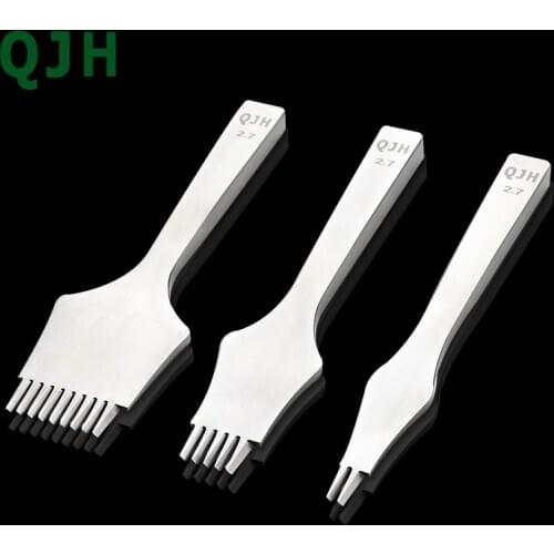 QJH Professional Leather Punching Tool Chisel Polished Fork Leather Punching Craft Tool Set Sewing Lace Needle DIY Puncher