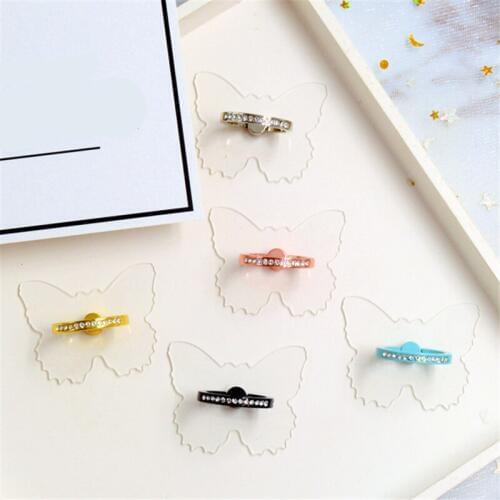 UVR Transparent Butterfly Metal Finger Ring Smartphone Phone Stand Holder Mobile Phone Holder Stand For iPhone Huawei All Phone