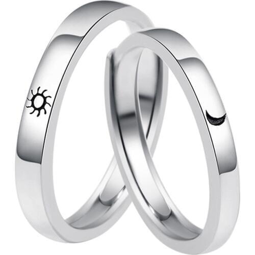 Romantic Fashion cute Love Ring Of Sun And Moon Simple Style Adjustable Couple Rings For Girls Boys Best Friend Jewelry