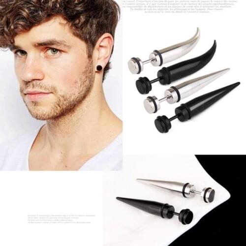 Punk Stainless/Titanium Steel Perforated Studs Earrings For Men and Women Gothic Pop Hip Hop Earring Funny Halloween Ear Jewelry