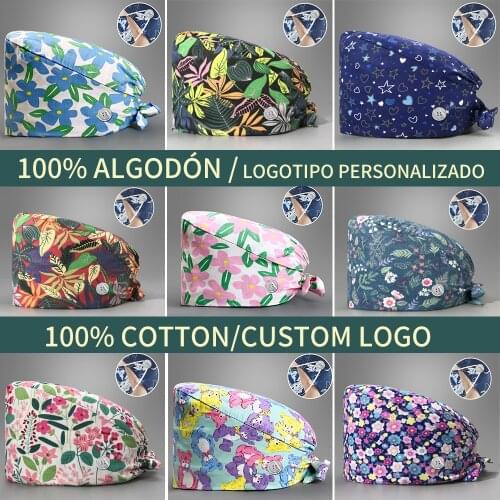 New Fashion cotton Light cute cartoon print hats adjustable scrub hats beauty salon working hat laboratory pet shop scrubs caps