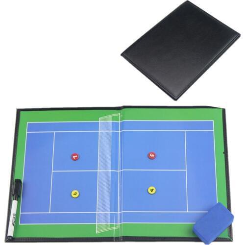 Folding Coaching Tennis Board High Quality Leather Magnetic Tactical Board With Pen Tennis Accessories For Teachers Coaches