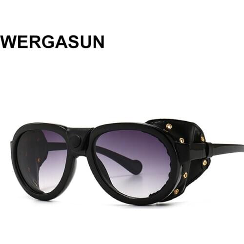 WERGASUN Steampunk Sunglasses Brand Design Round Sunglass Men Women Vintage Punk Sun glasses UV400 Shades Eyewear Oculos de sol