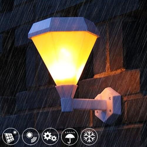 Solar LED Light Outdoor Hexagonal Wall Lamp Flame Light Solar Wall-Mounted Night Light Waterproof Garden luses de patio solares