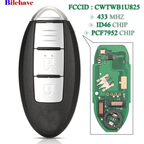 Bilchave 2 Buttons For NISSAN Micra Juke Note Leaf Cube navara Fob 433MHz ID46 PCF7952 Chip Smart Remote Control Car Key