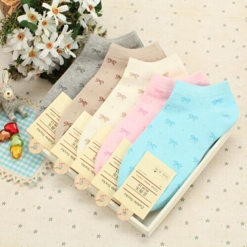 ZDL-146 Sweet Cute Lovely Women Bowknot Cotton Socks Soft 5 colors 10pairs