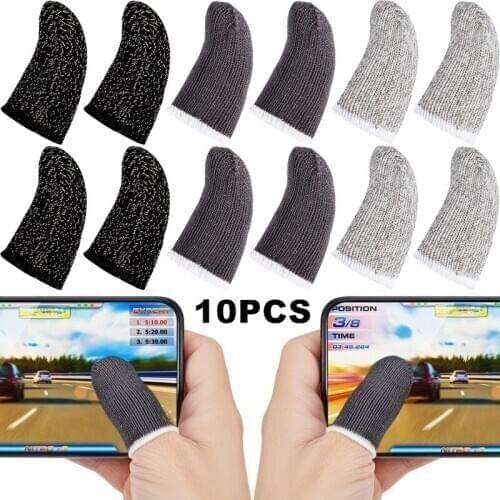 10PCS Breathable Sweat Proof Professional Touch Screen Thumb Finger Sleeve for Pubg Mobile Phone Game Gaming Controller Gloves